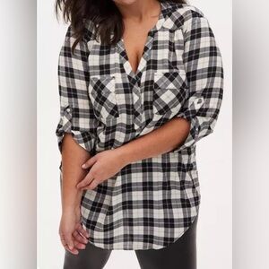 Harper Georgette Plaid Pullover 3/4 Sleeve Tunic Blouse Torrid size 4